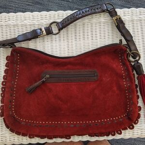 Berge Elegant Red Suede Shoulder Bag